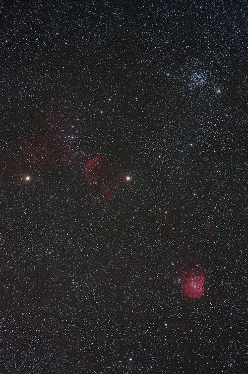 散開星団M35、くらげ星雲、モンキーフェイス星雲